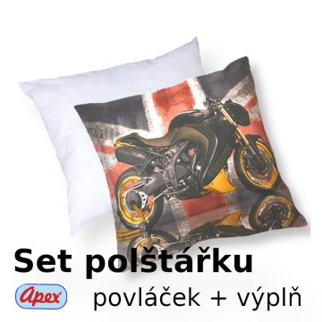 3D obliečka na vankúšik Apex - Motorky - set Vankúšik s výplňou + Obliečka