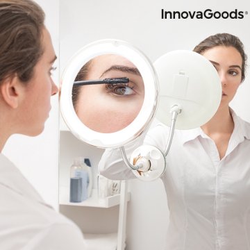 Zväčšovacie LED zrkadlo, s prísavkami a nastaviteľným ramenom zrkadla. Mizoom InnovaGoods