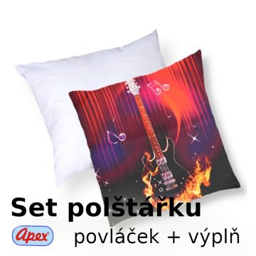 3D obliečka na vankúšik Apex - Ohnivá gitara - set Vankúšik s výplňou + Obliečka