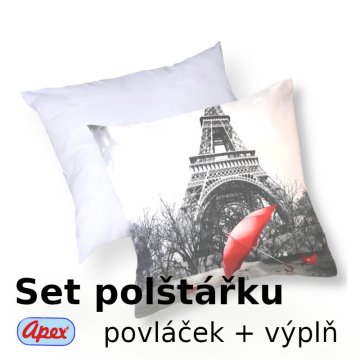 3D obliečka na vankúšik Apex - Paríž - SET Vankúšik s výplňou + Obliečka