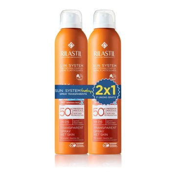 Mlieko na opaľovanie v spreji pre deti Rilastil Sun System Transparentná SPF 50+ 200 ml x 2