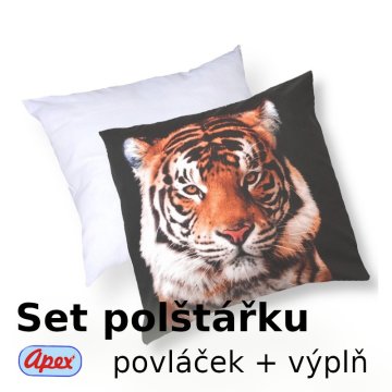 3D obliečka na vankúšik Apex - Tiger - set Vankúšik s výplňou + Obliečka